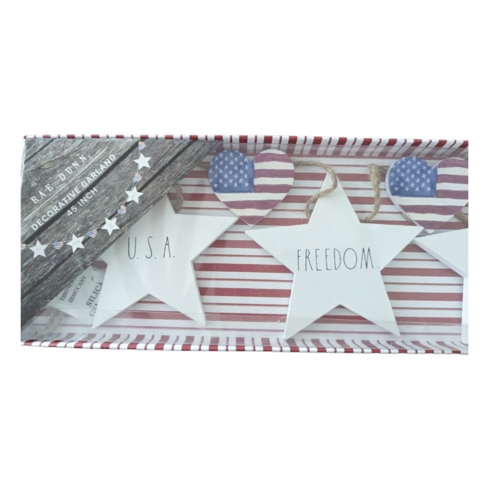 Rae Dunn Wooden Stars & Hearts Patriotic Garland
